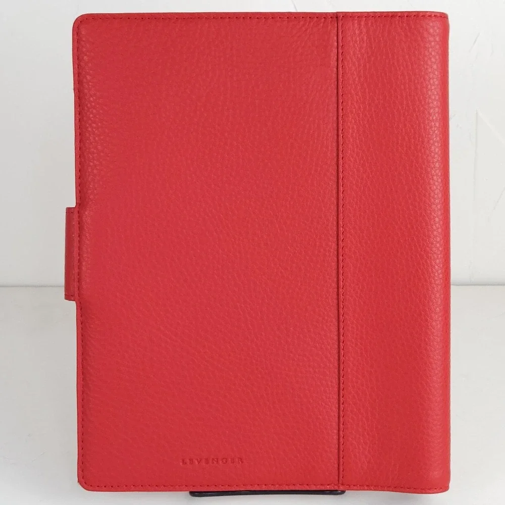 Levenger Pebbled Leather Portfolio Organizer Cover Red Personalized Bonnie 10x8